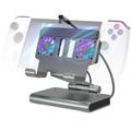 Docking station con raffreddamento e hub USB per Asus ROG Ally X, Steam Deck, Nintendo Switch - Grigio titanio