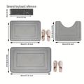 Set di tappetini da bagno in pile Coral – A forma di U, assorbenti, antiscivolo – 3 pezzi – Grigio