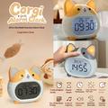 Sveglia a LED a forma di cane Corgi con luce notturna - Gialla