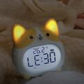 Sveglia a LED a forma di cane Corgi con luce notturna - Gialla