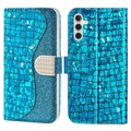 Custodia a Portafoglio Serie Croco Bling per Samsung Galaxy A34 5G - Blu