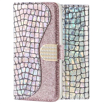 Custodia a Portafoglio Croco Bling per iPhone X / iPhone XS