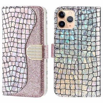 Custodia a Portafoglio Croco Bling per Samsung Galaxy A50 - Color Oro