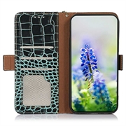 Custodia in Pelle a Portafoglio Serie Crocodile con RFID per Xiaomi 17T Pro