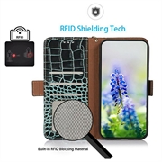 Custodia in Pelle a Portafoglio Serie Crocodile con RFID per Xiaomi 17T Pro