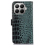 Custodia in Pelle a Portafoglio Serie Crocodile con RFID per Xiaomi 17T Pro