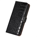 Custodia in pelle a portafoglio per Motorola Moto G62 5G serie coccodrillo con RFID - nera