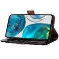 Custodia in pelle a portafoglio per Motorola Moto G62 5G serie coccodrillo con RFID - nera