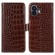 Custodia in Pelle a Portafoglio Serie Crocodile con RFID per Nothing Phone (2)
