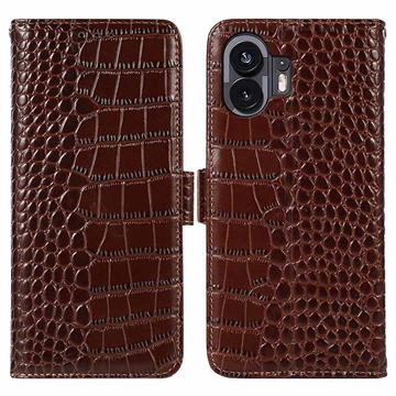 Custodia in Pelle a Portafoglio Serie Crocodile con RFID per Nothing Phone (2)