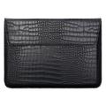 Custodia per laptop in pelle di coccodrillo con supporto - 11-12" - Nera