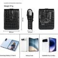 Marsupio con texture a pelle di coccodrillo per telefoni pieghevoli - Clip girevole da cintura - Nero