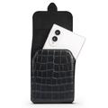 Marsupio con texture a pelle di coccodrillo per telefoni pieghevoli - Clip girevole da cintura - Nero