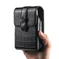 Marsupio con texture a pelle di coccodrillo per telefoni pieghevoli - Clip girevole da cintura - Nero