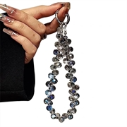 Laccetto da polso con perline di cristallo / Cinghia per cellulare - 14cm - Blu trasparente