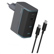 Caricatore da muro Cuktech 100W a 3 porte GaN con cavo USB-C - Grigio