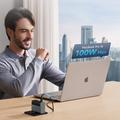 Caricatore da muro Cuktech 100W a 3 porte GaN con cavo USB-C - Grigio