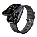 Smartwatch D12 2-in-1 con auricolari wireless a clip - Cinturino in silicone - Nero