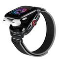 Smartwatch D20 con auricolari wireless e traduzione tramite IA - Cinturino in nylon - Nero