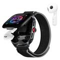 Smartwatch D20 con auricolari wireless e traduzione tramite IA - Cinturino in nylon - Nero