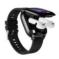 Smartwatch D20 con auricolari wireless e traduzione tramite IA - Cinturino in silicone - Nero