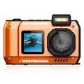 Videocamera impermeabile D50 con doppio schermo e scheda di memoria da 32GB & lettore di schede - Arancione
