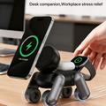 Caricabatterie wireless magnetico D6 3-in-1 a forma di cane robot per iPhone, Apple Watch e AirPods - Nero