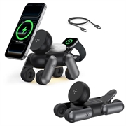 Caricabatterie wireless magnetico D6 3-in-1 a forma di cane robot per iPhone, Apple Watch e AirPods