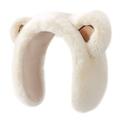 DEZ45 Fascia / paraorecchie invernale in peluche con orecchie d'orso - Beige