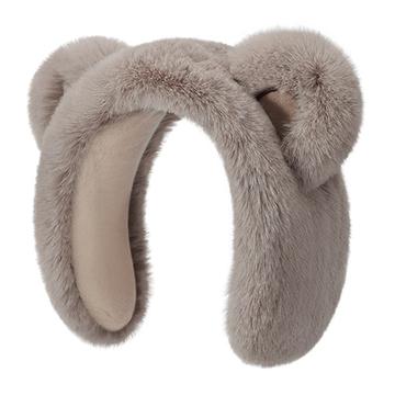 DEZ45 Fascia / paraorecchie invernale in peluche con orecchie d\'orso - Grigio