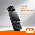 DV09: videocamera tascabile 4K con connessione Wi-Fi e obiettivo girevole, da agganciare - Nera