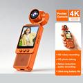 DV09: videocamera tascabile 4K con connessione Wi-Fi e obiettivo girevole, da agganciare - Arancione