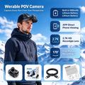 DV200 2.7K action cam con clip da cappello e controllo tramite app - Nero