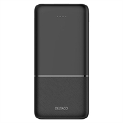 Power bank Deltaco da 10000mAh con ricarica rapida - Nero