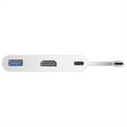 Deltaco Docking Station 3 in 1 da USB-C a HDMI/USB-C/USB-A / Adattatore video - Bianco