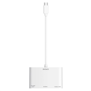 Deltaco Docking Station 3 in 1 da USB-C a HDMI/USB-C/USB-A / Adattatore video - Bianco