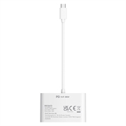 Deltaco Docking Station 3 in 1 da USB-C a HDMI/USB-C/USB-A / Adattatore video - Bianco