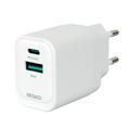 Caricabatterie da muro Deltaco GaN da 35W - USB-C/USB-A - Bianco