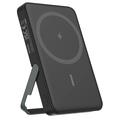 Power bank wireless magnetico Deltaco da 5000mAh con supporto - Nero