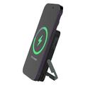 Power bank wireless magnetico Deltaco da 5000mAh con supporto - Nero