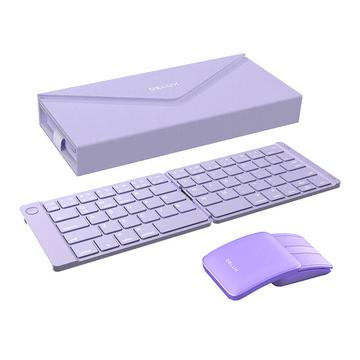 Set tastiera wireless pieghevole KF10 e mouse MF10PRO di Delux - Viola