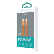 Cavo USB-C intrecciato in metallo piatto Devia Ultra3 da 240W - 1.5m
