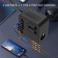 Inverter per auto con display digitale / Convertitore da CC a CA - 150W - Nero
