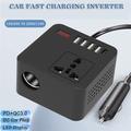 Inverter per auto con display digitale / Convertitore da CC a CA - 150W - Nero