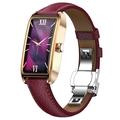 Dora T Elegante orologio intelligente da donna con lingua danese - Rosso / Oro rosa