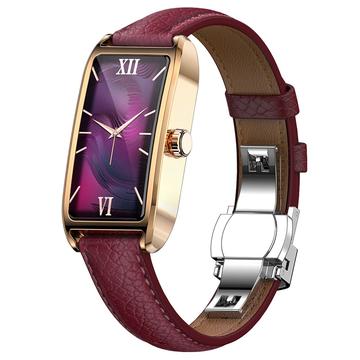 Dora T Elegante orologio intelligente da donna con lingua danese - Rosso / Oro rosa