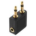 Adattatore doppio per cuffie da aereo da 3.5mm con connettori placcati in oro