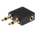 Adattatore doppio per cuffie da aereo da 3.5mm con connettori placcati in oro