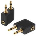Adattatore doppio per cuffie da aereo da 3.5mm con connettori placcati in oro
