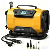 Compressore d'aria a doppia alimentazione con display LCD e luce LED - 150 PSI/10.3 bar - Giallo